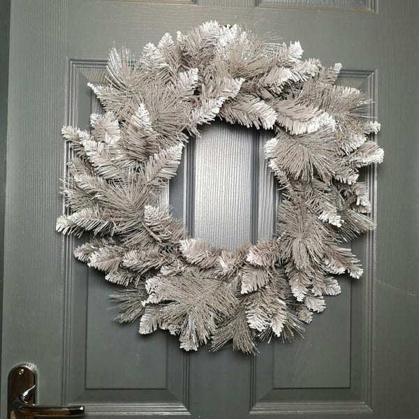 Samuel Alexander 50cm Premier Snow Tipped Silver Christmas Glitter Door Wreath Decoration
