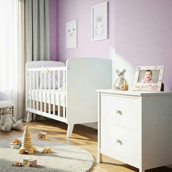 Baby Girl Baby Picture Frame with Soft Pastel Pink Elephant and Hearts Image 4