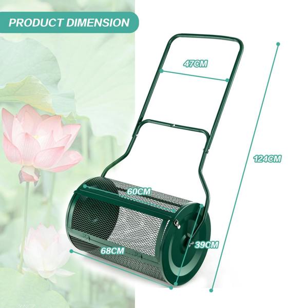 Gr8 Garden 76L Garden Compost Spreader Roller for Lawn, Soil, Peat Moss & Manure