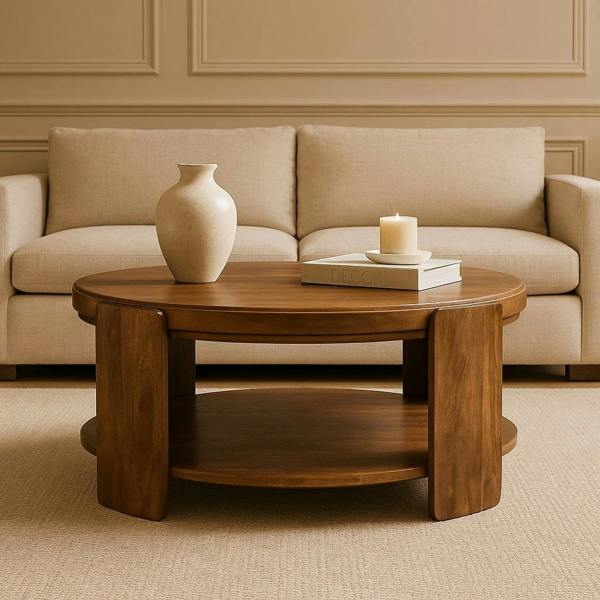 Artisan Furniture Solid Wood Savoy Leather Coffee Table