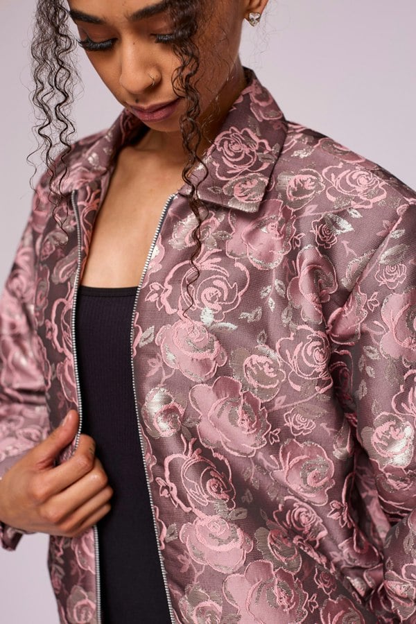 Isha's Timeless collection Dusky Silvery Flora Bomber Jacket