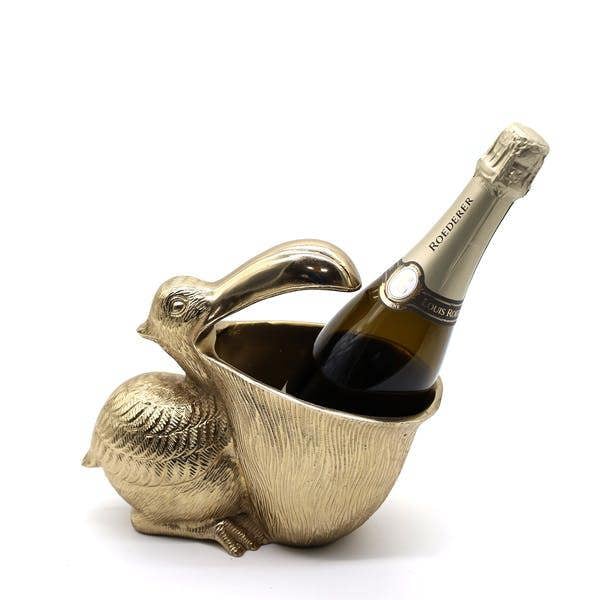Pelican Bottle Holder - Antique Gold Finish