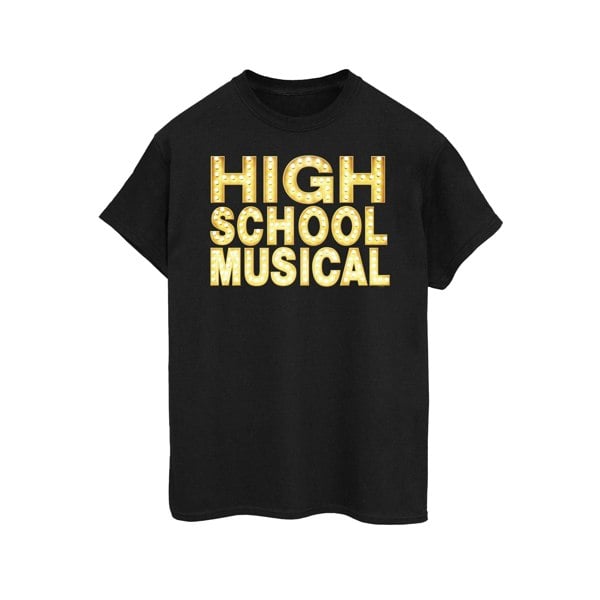 Disney Womens/Ladies High School Musical The Musical Lights Logo Cotton Boyfriend T-Shirt - Black