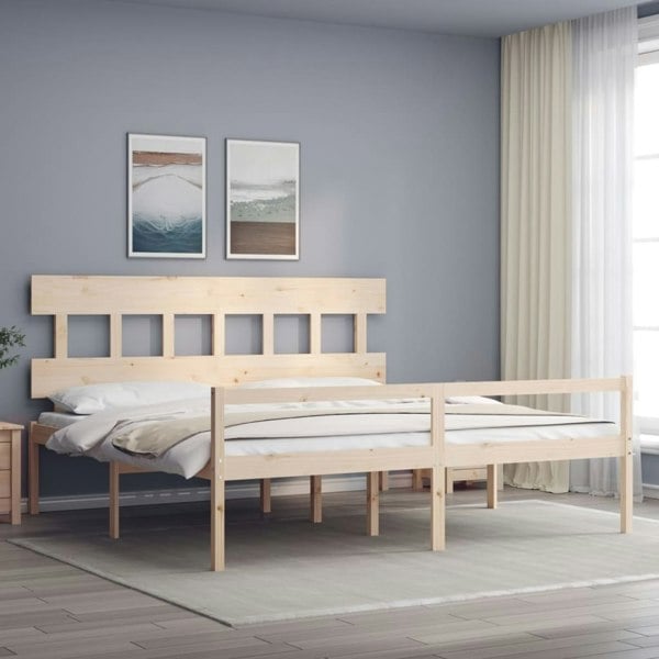 Berkfield Bed Frame with Headboard 200x200 cm Solid Wood