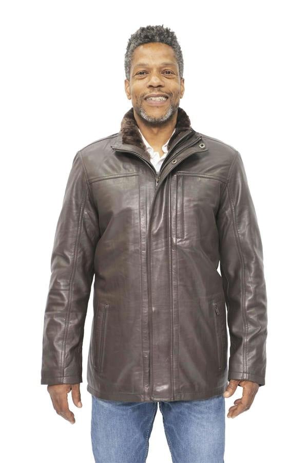 Infinity Leather Mens Leather Mid Length Coat-Hanoi