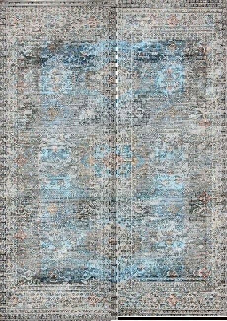 The Rugs Eco-Washable Grey Blue Green Vintage Rug |Stylish & Practical