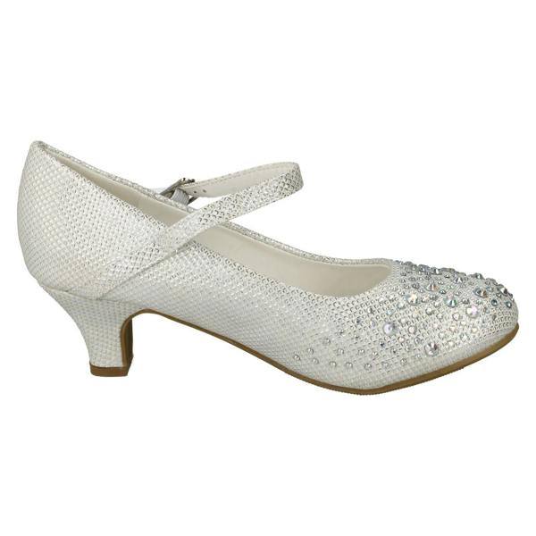 Spot On Girls Junior Spot On Sparkly Kitten Heel Party Shoes