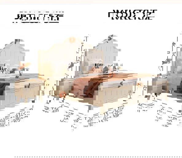 Agnes King Size / Super King Size Bed With Storage, Cream-Weilai Concept-Weilai Concept