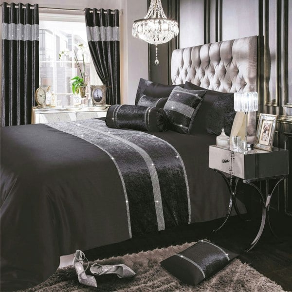 Intimates Topaz Crushed Velvet Diamante Duvet Cover & Pillowcase Set
