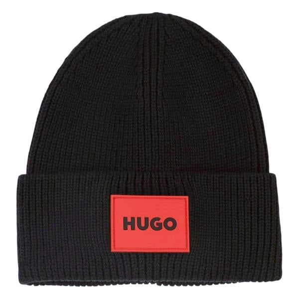 Hugo Childrens/Kids Logo Ribbed Beanie - Black - 
