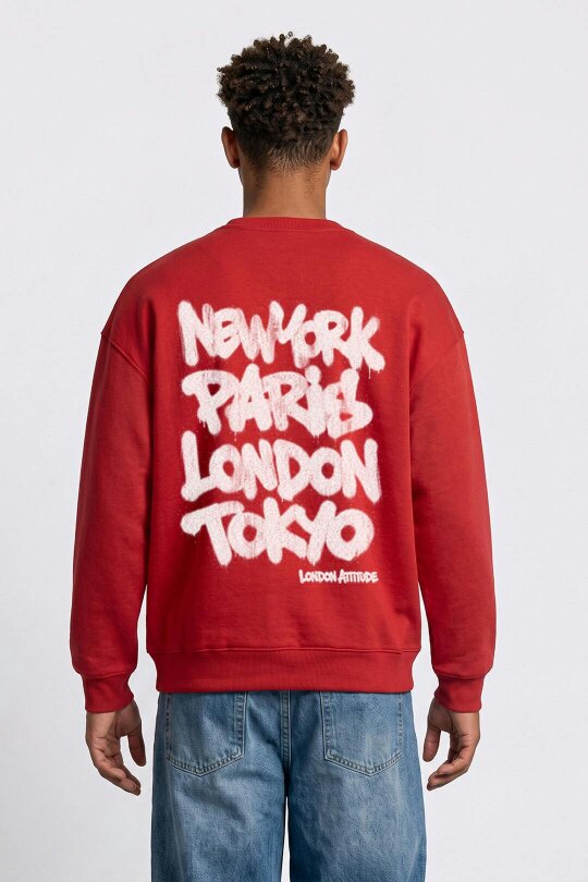 London Attitude Oversized Heavyweight City Graffiti Sweatshirt