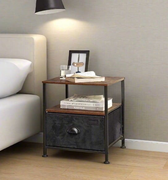 Modcraft Nightstand Featuring Fabric Drawer - Bedside Table