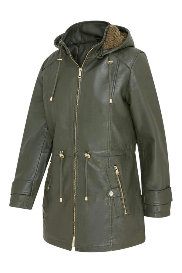 Infinity Leather Women's Leather Parka Detachable Borg Hooded Trench Coat - Trekker