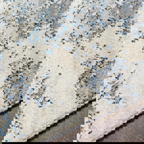 Livabliss Monaco-Abstract Blue Charcoal Grey Modern Marble Rug