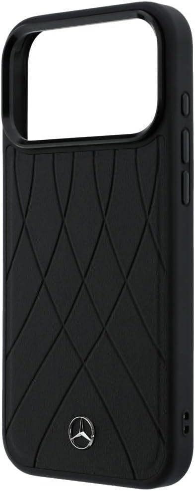 Mercedes Benz Crossed Lines Leather Case with MagSafe for iPhone 17 Pro Max 6.9" Black - MEHMP17X25PSECLK