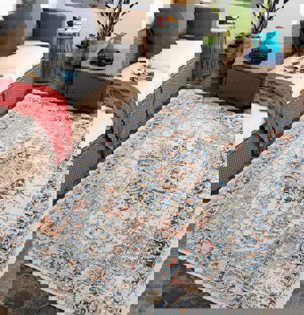 Livabliss Huntington Beach-Vintage Blue Beige Orange In- & Outdoor Rug