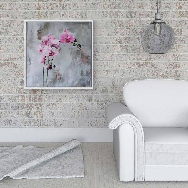 Warren Reed Pink Orchids Framed Canvas