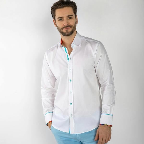TEXTURED JACQUARD SHIRT W/ VIBRANT FLORAL INSERT - Claudio Lugli Shirts