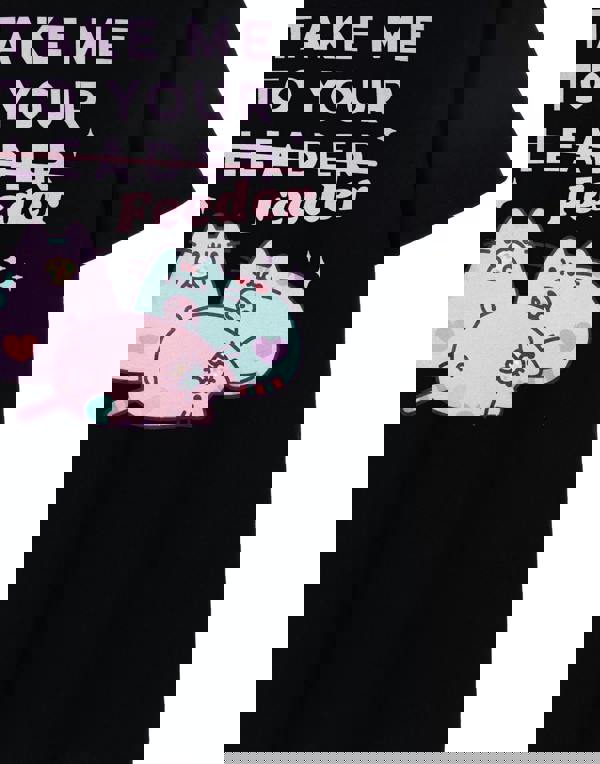 Pusheen Womens Black Take Me To Your Feeder Short Sleeved T-Shirt