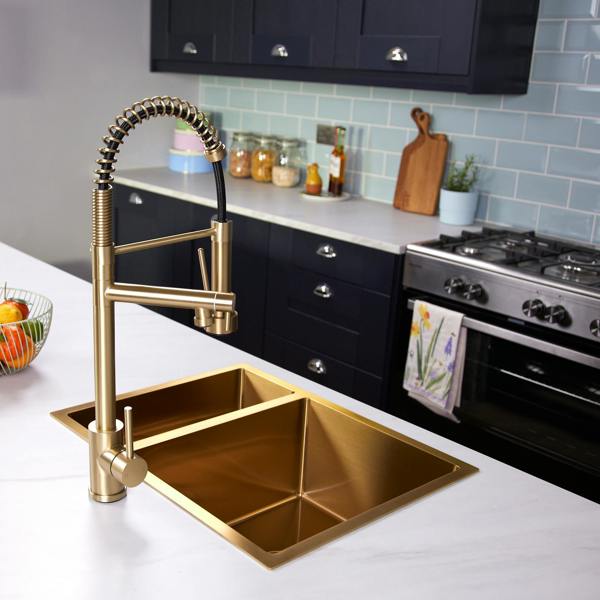 Flode Alta | Single Lever Kitchen Sink Mixer Tap with Swivel Spout | Brushed Brass Finish