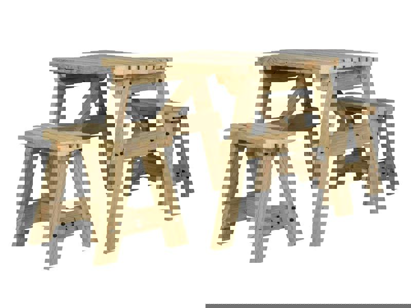 Victoria Space-Saving Rounded Picnic Table and Benches Set – Wooden Outdoor Dining Set for Gardens and Patios