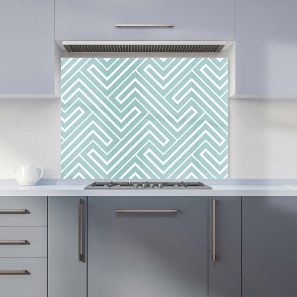 Warren Reed - Designer Blue And White Geometric Pattern Kitchen Splashback