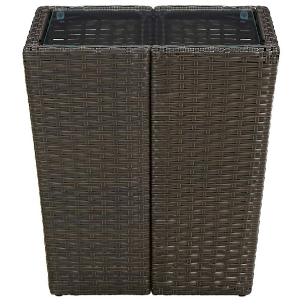 Berkfield Tea Table Brown 41.5x41.5x44 cm Poly Rattan and Tempered Glass