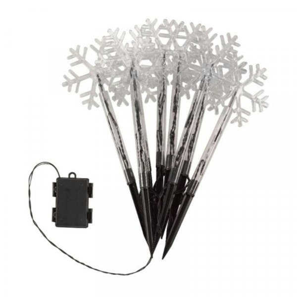 Samuel Alexander Battery Operated Set of 8 Light up Christmas Snowflake Garden Stakes with LEDs