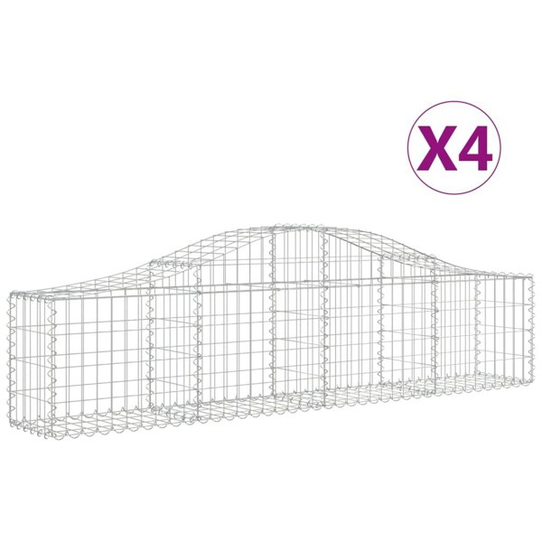 Berkfield Arched Gabion Baskets 4 pcs 200x30x40/60 cm Galvanised Iron
