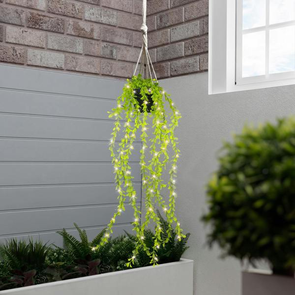 Gardenwize Solar Hanging Faux Plant – Branches in Pot with 60 LED Lights