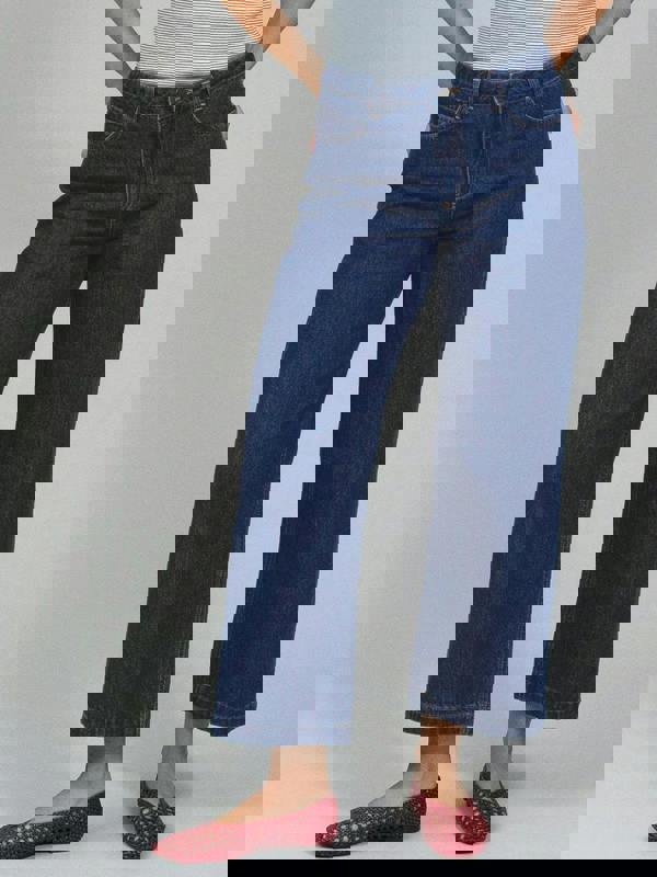 Kite Womens Organic Wareham Wide Leg Ankle Grazer Jeans Rinse Wash