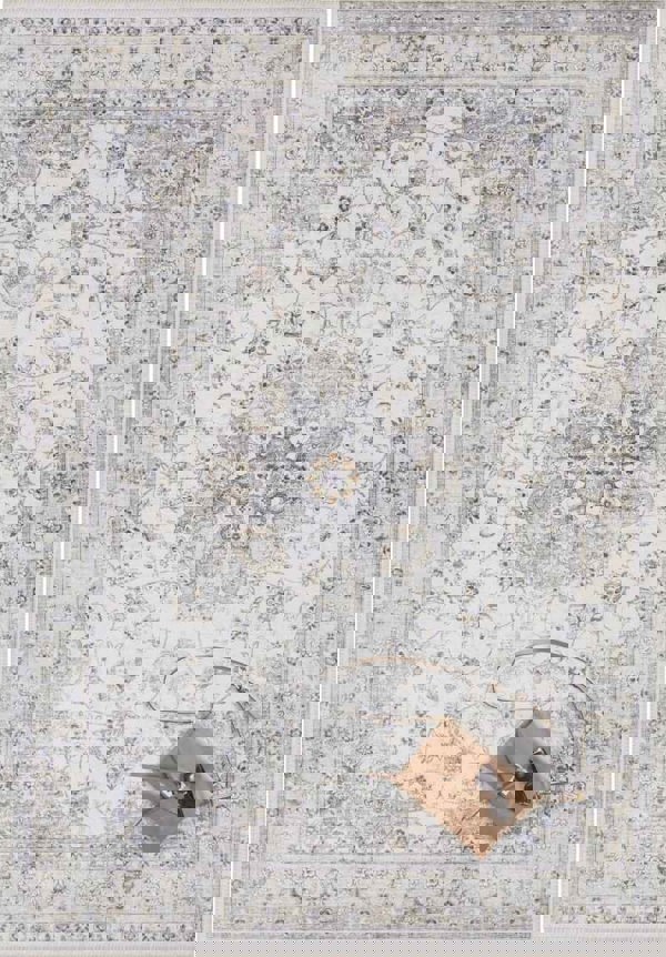 Nain Oriental-Optic Grey Rug – Vintage Medallion