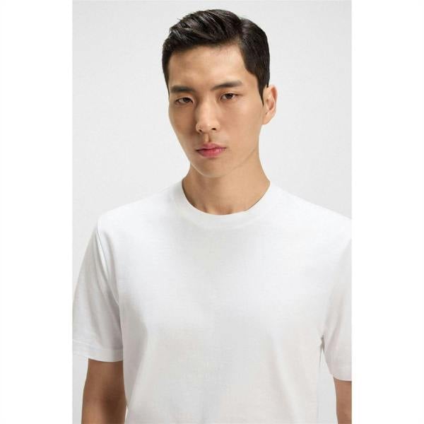 Boss Mens Thompson 02 Cotton Jersey Regular T-Shirt - White - 