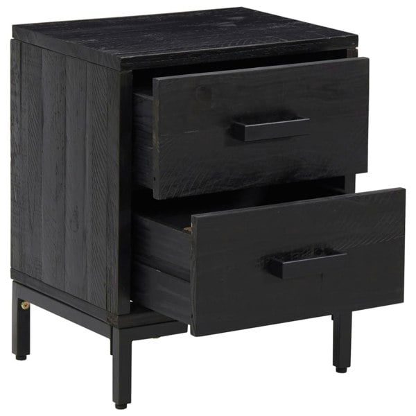 Berkfield Bedside Cabinet Black 36x30x45 cm Solid Pinewood