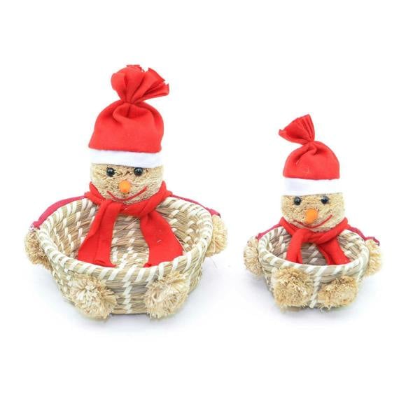 Small Snowman Christmas Basket Set, Multi-Colour Hanging Decoration for Festive Home and Party Styling image 1