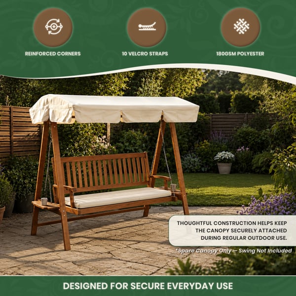Spare Canopy for 2 Seater Garden Swing Seat or Hammock in Choice of Colours, 180gsm Polyester Shower-Proof Replacement Cover