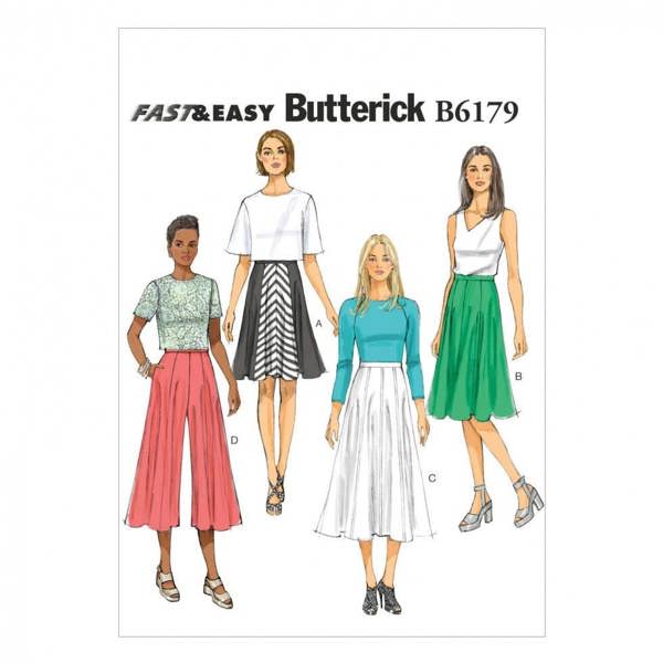 Butterick Sewing Pattern 6179, Shorts, Skirts for Women, 6-8-10-12-14 - Easy