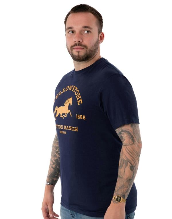 Yellowstone Mens Blue Dutton Ranch Logo Short Sleeved T-Shirt