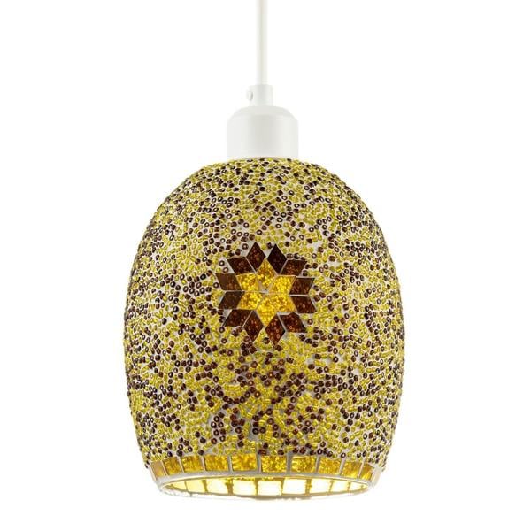 Dome Shaped Pendant Light Shade with Glass Mosaic Beaded Construction Image 1