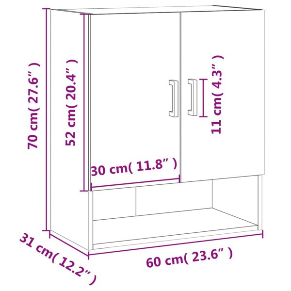 Berkfield Wall Cabinet White 60x31x70 cm Engineered Wood