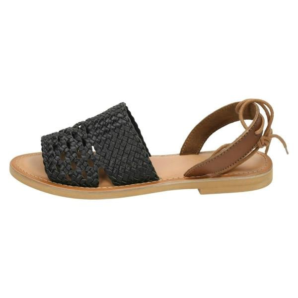 Leather Collection Ladies Leather Collection Flat Weaved Mule Sandals