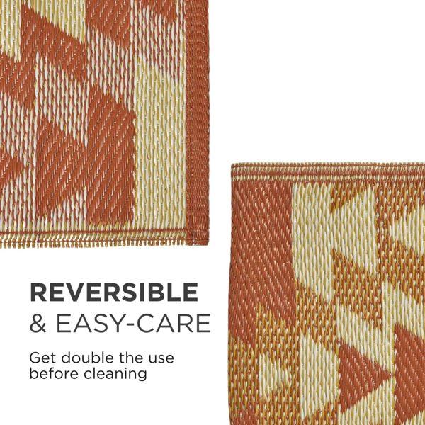 HOMESCAPES Outdoor Rug Luxury Waterproof Reversible Recycled, For Garden, Anya Aztec