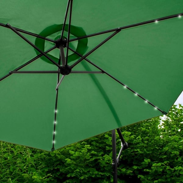 Monstershop Green 3m LED Cantilever Parasol