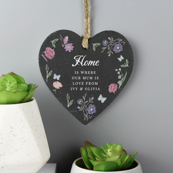 Personalised Memento Company Personalised Wild Flowers Slate Heart