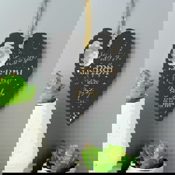 Personalised Memento Company Personalised Moon and Back Slate Heart Decoration