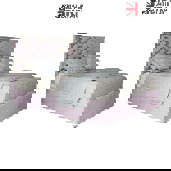 Casa Magna Mayfair Upholstered Soft Velvet Metal Bed Frame - Pink