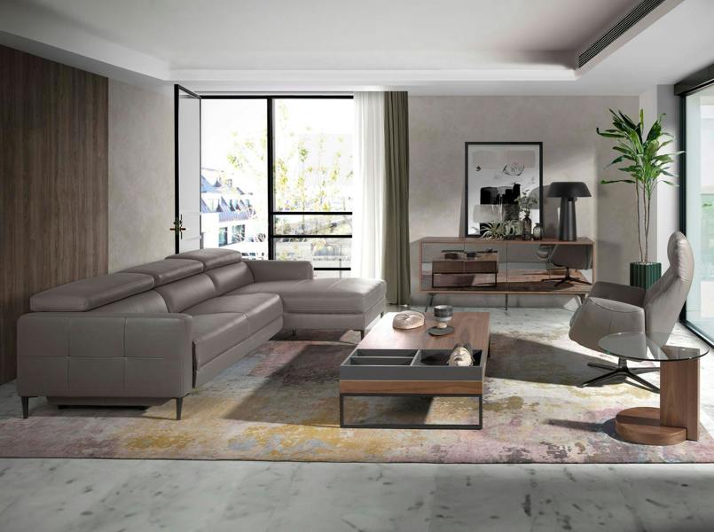 Angel Cerdá Dark Grey Leather Swivel Recliner 5092