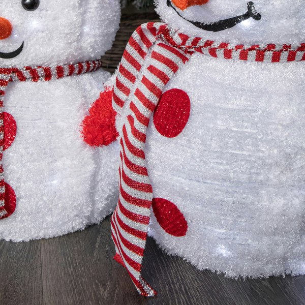 Samuel Alexander 70cm Set of 3 Light up Foldable Cloth Christmas Snowmen with 130 White LEDs
