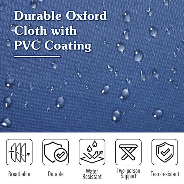 Blue cot fabric detail: durable Oxford cloth with PVC coating and water-resistant surface