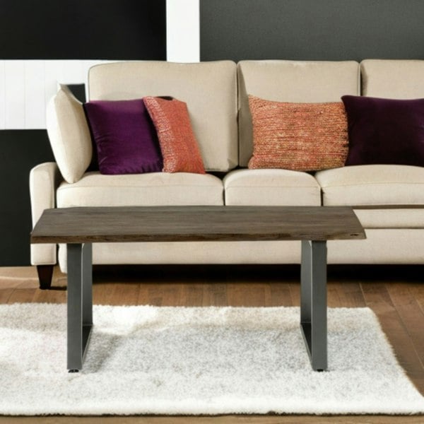 IH Design Linden Live Edge Wood and Metal Coffee Table